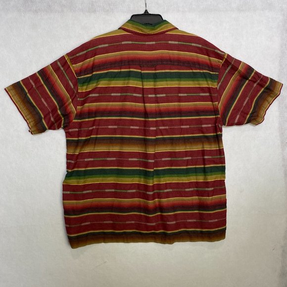 Orvis Button Down Shirt Men’s Size XL Short Sleeve Shirt Striped Cotton Orange - Picture 4 of 8